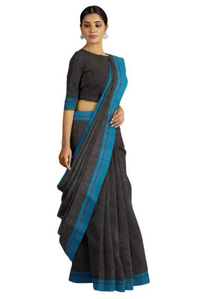 Sky Blue Border Patted Anchu Saree