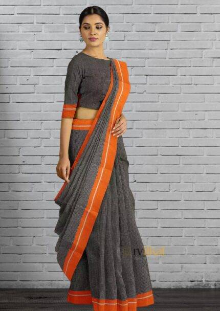 Orange Border Patted Anchu Saree