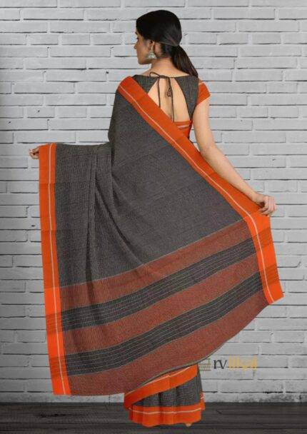 Orange Border Patted Anchu Saree