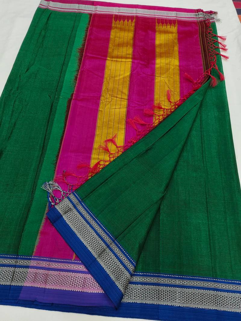 Embrace Tradition with the Ganga Jamuna Blue Green Ilkal Saree