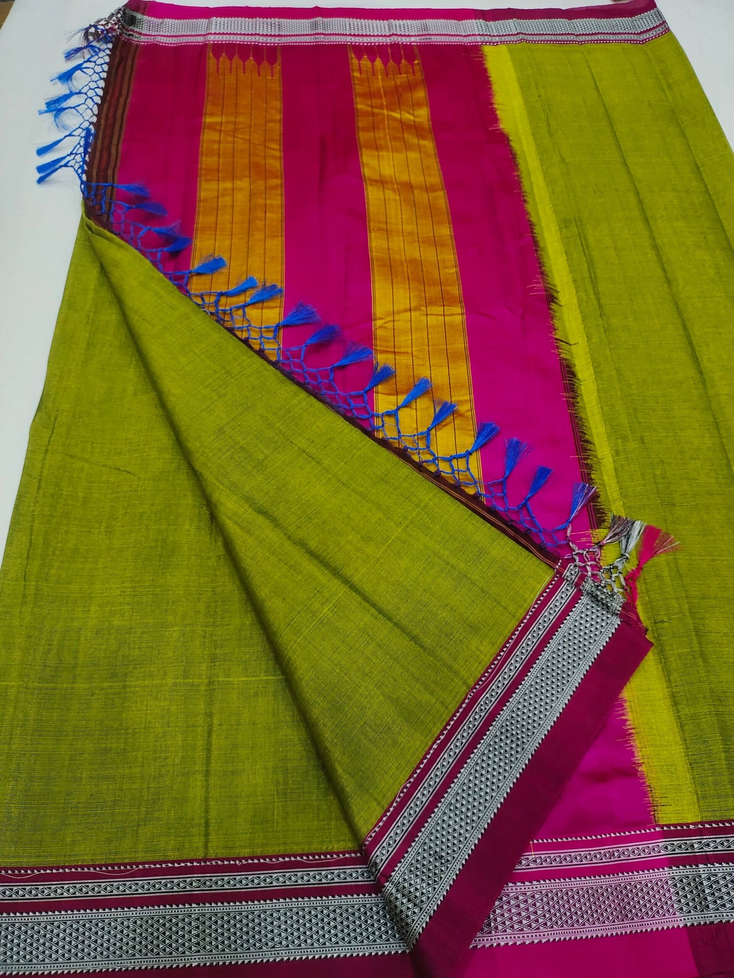 Elegance with the Pink Border Ilkal Saree