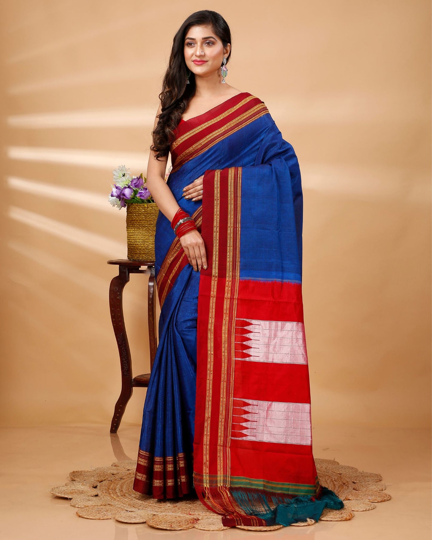 Elegance of Blue Gayatri Handloom Ilkal Saree