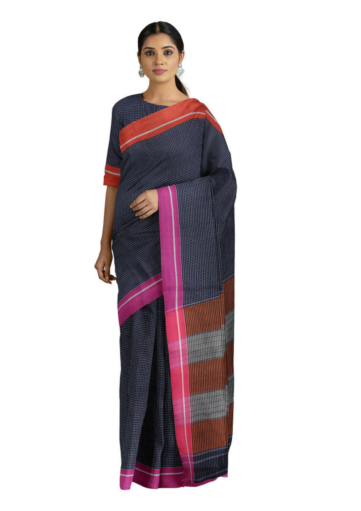 Ganga Jamuna Dual Colour Border Patted Anchu Saree