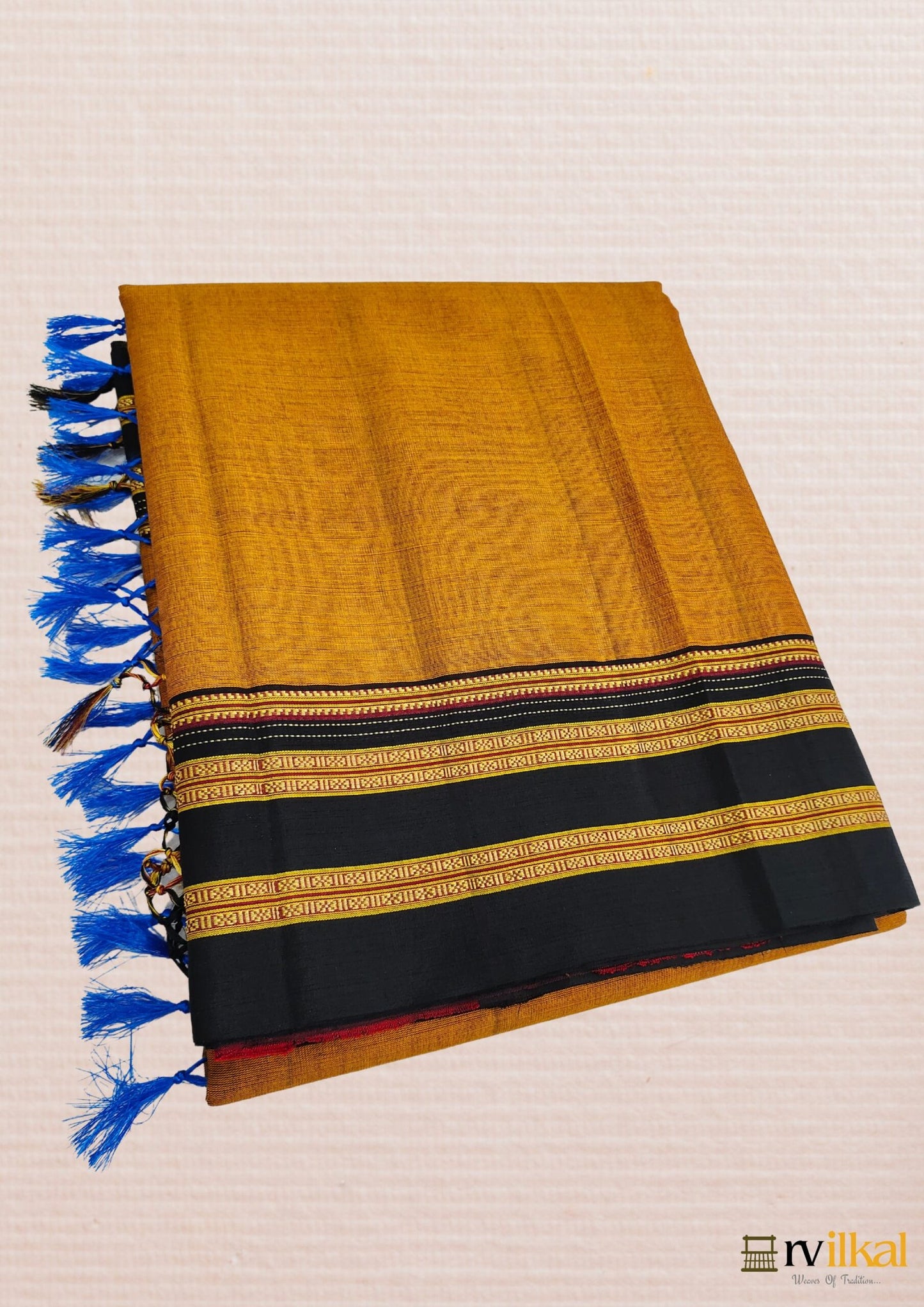 Mustard Black Gayatri Handloom Ilkal Saree