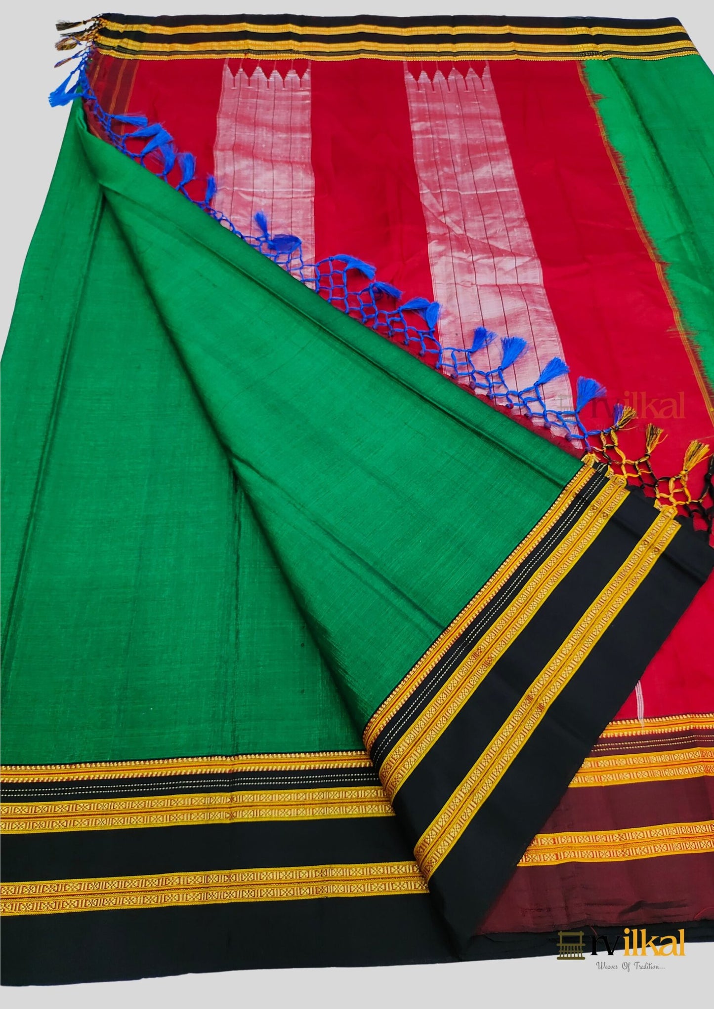 Green Black Gayathri Handloom Ilkal Saree