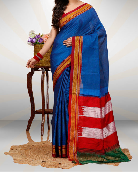 Blue Chikkiparas Handloom Ilkal Saree