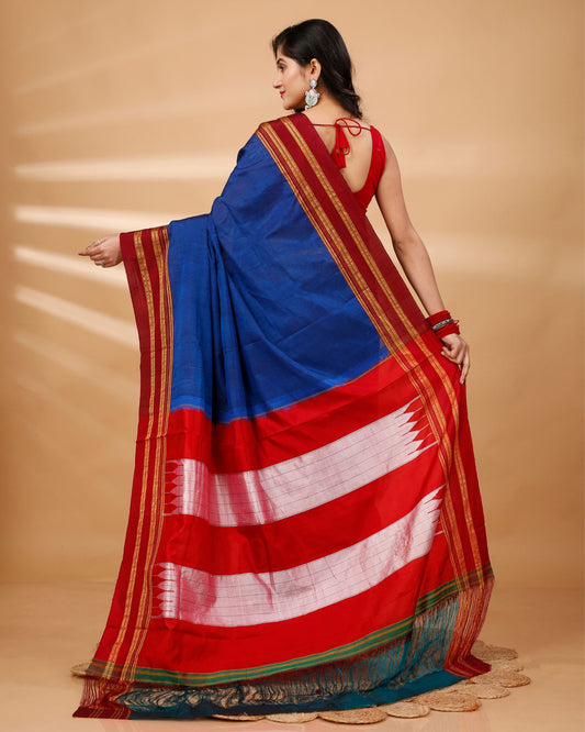 Elegance of Blue Gayatri Handloom Ilkal Saree