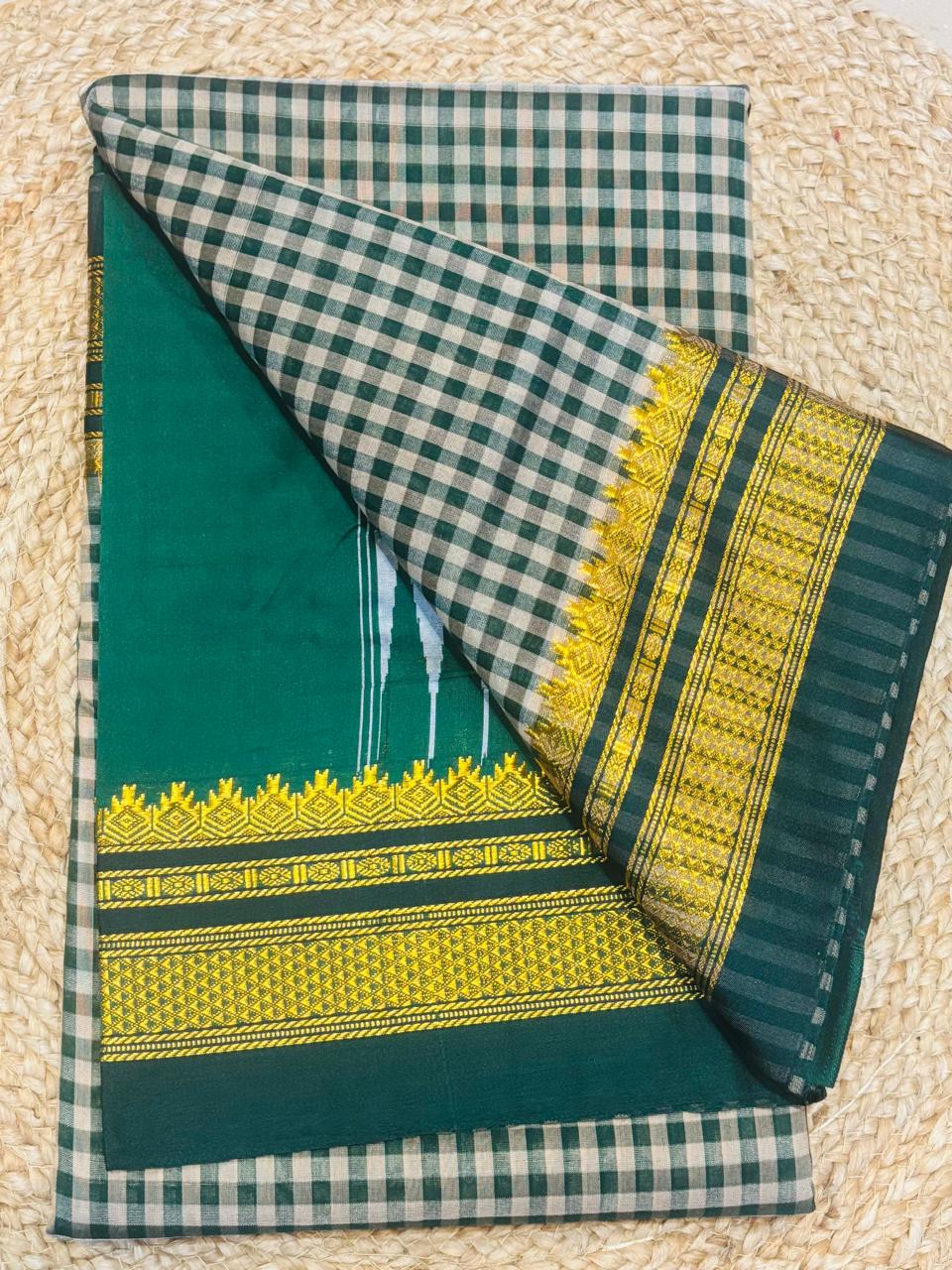 Chex Thana Wrap Cotton Ilkal Saree – A Handloom Classic with Contemporary Charm