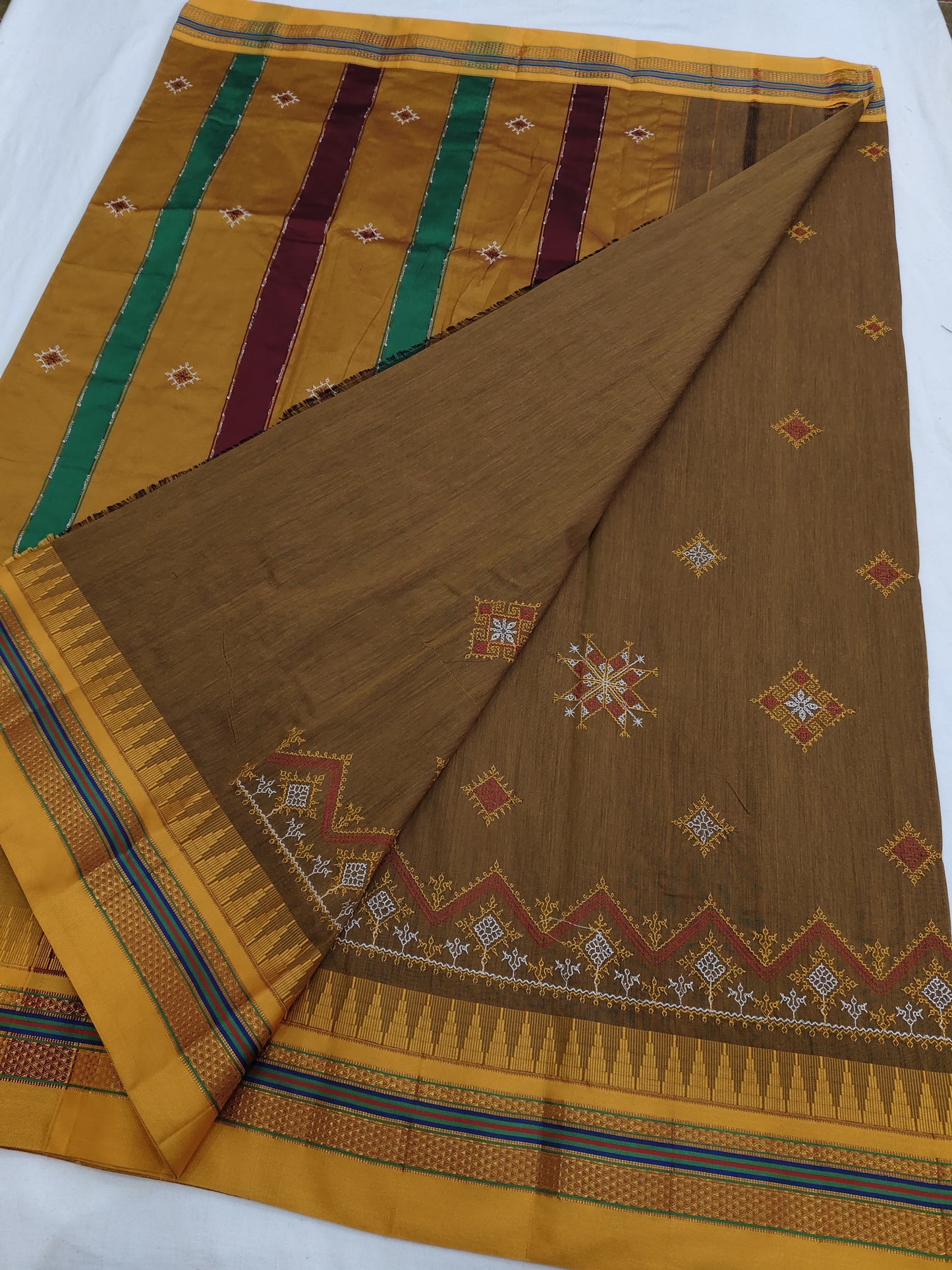 Elegance of Mustard Traditional Kasuti Saree