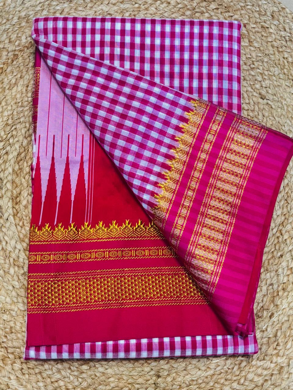 Chex Thana Wrap Cotton Ilkal Saree – A Handloom Classic with Contemporary Charm