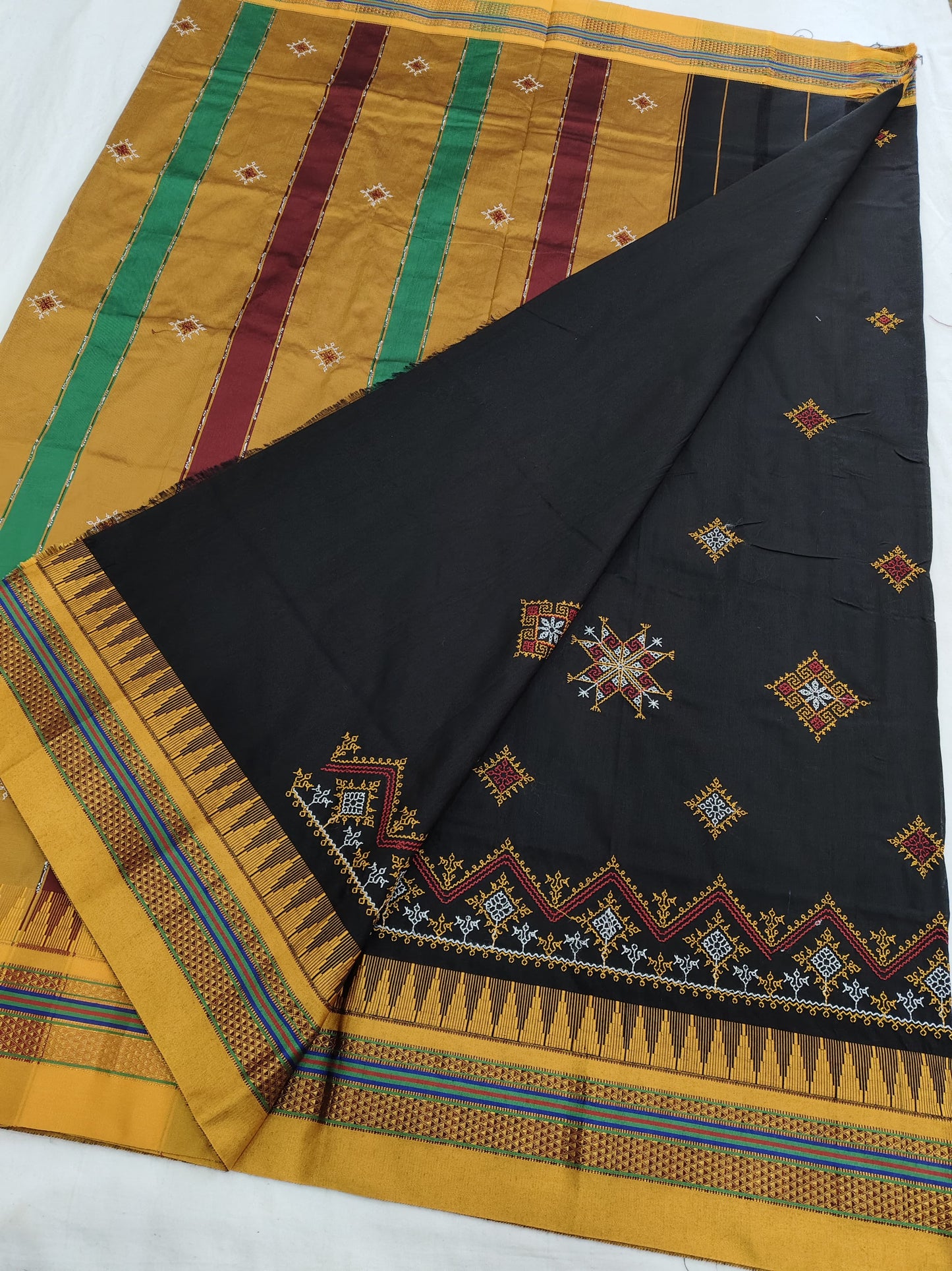 Black Traditional Kasuti Work Ilka Saree